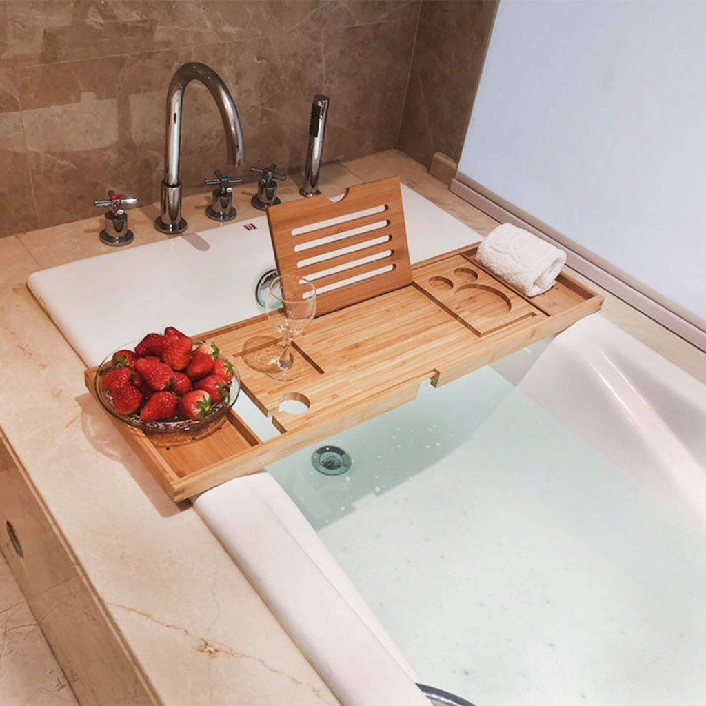 Expandable Bamboo Bathup Caddy Trays