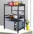 Microwave Oven Rack 3 Tier Adjustable Length and Height Black