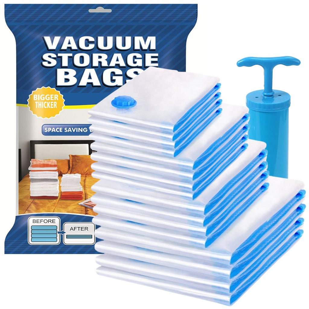 Vacuum Storage bag Pack of 12 (3x Jumbo, 3x Large, 3x Medium, 3x Small)