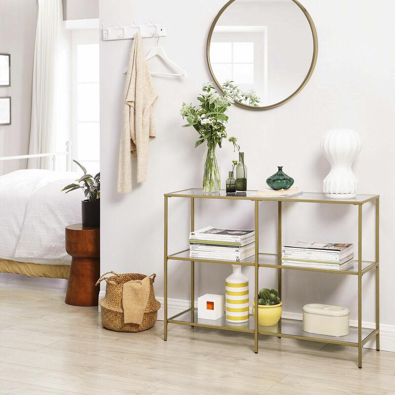 3 Tier Console Table with Tempered Glass Top