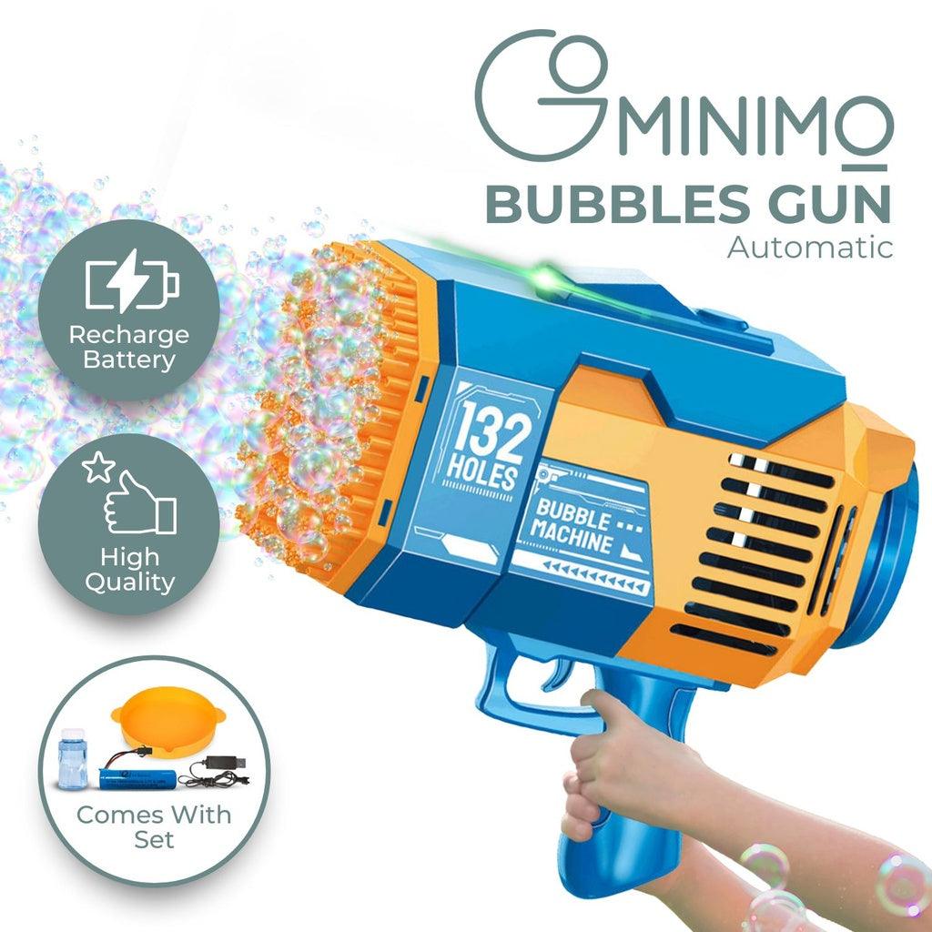 132 Holes Rechargeable Bubbles Machine Gun for Kids (Orange and Blue) GO-BMG-103-KBT