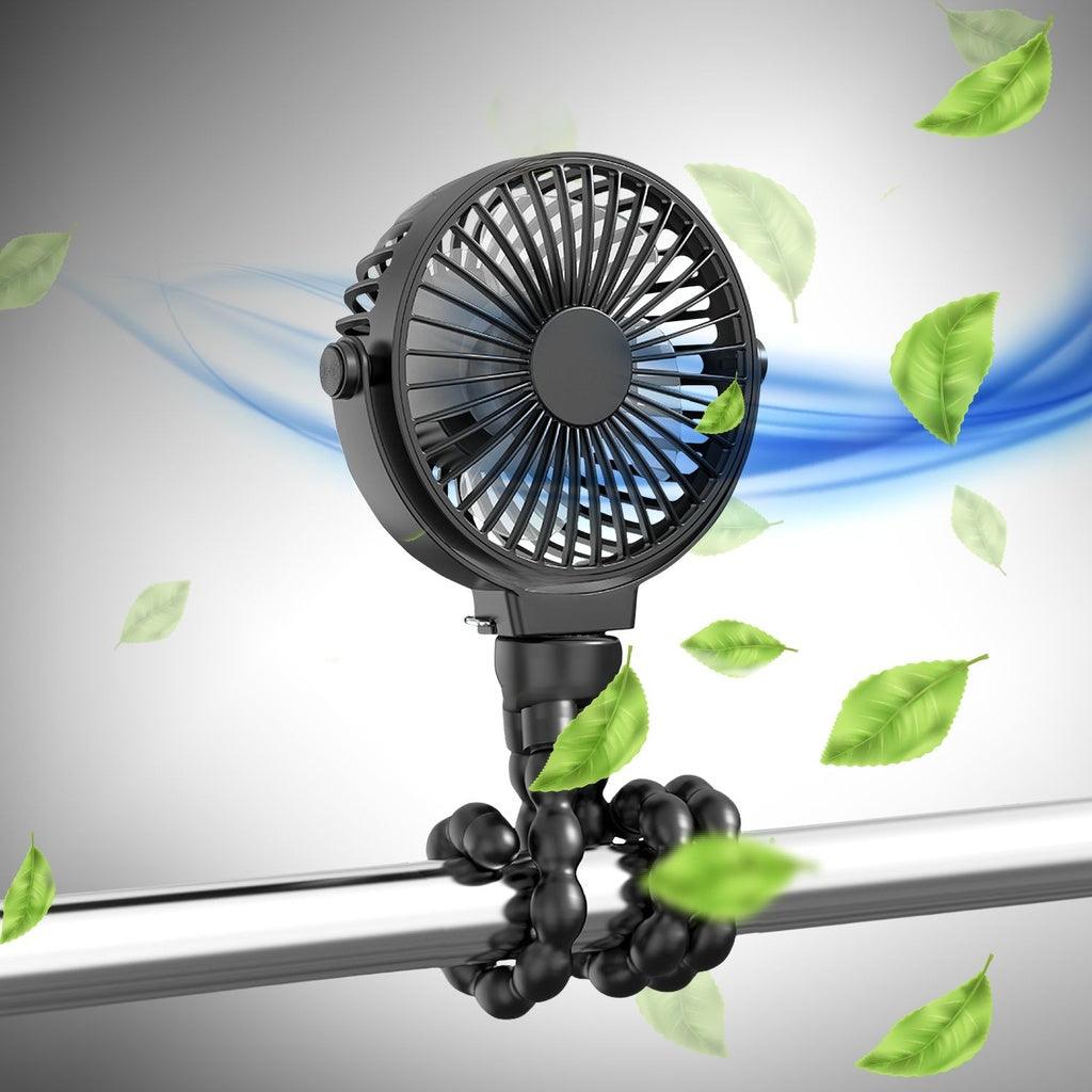 5000mAh Rechargeable Clip Fan with Flexible Tripod (Black)