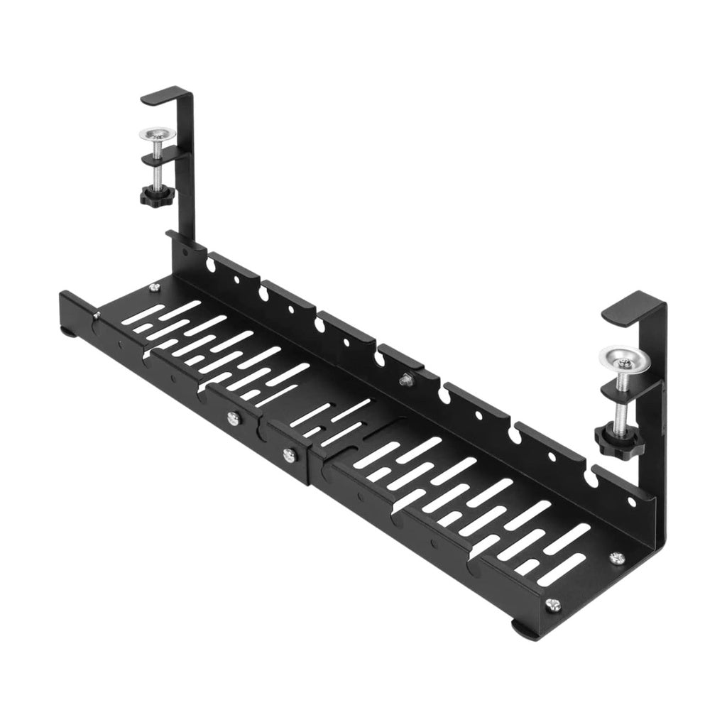 Retractable Cable Management Tray- No Drilling Type (Black)