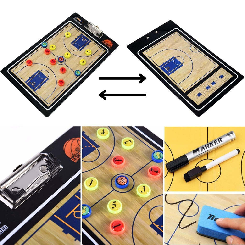 Foldable Basketball Coaching Board with Magnetic Number Pieces & Marker Pen (Black) VP-CB-100-YN