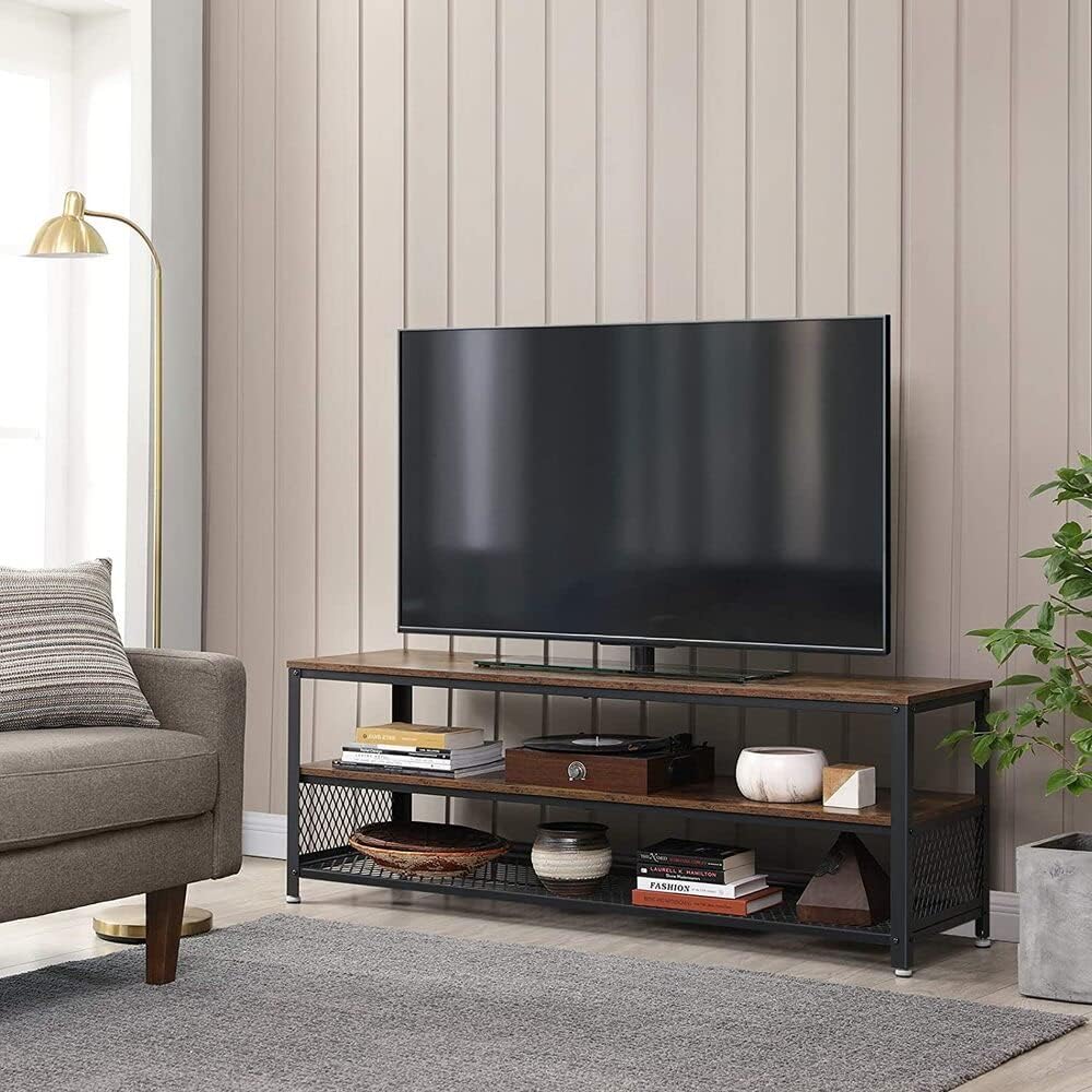 Industrial TV Stand for Screen Size up to 60 Inches Rustic Brown