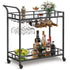 Bar Serving Wine Cart With Wheels And Wine Bottle Holders Black LRC090B62