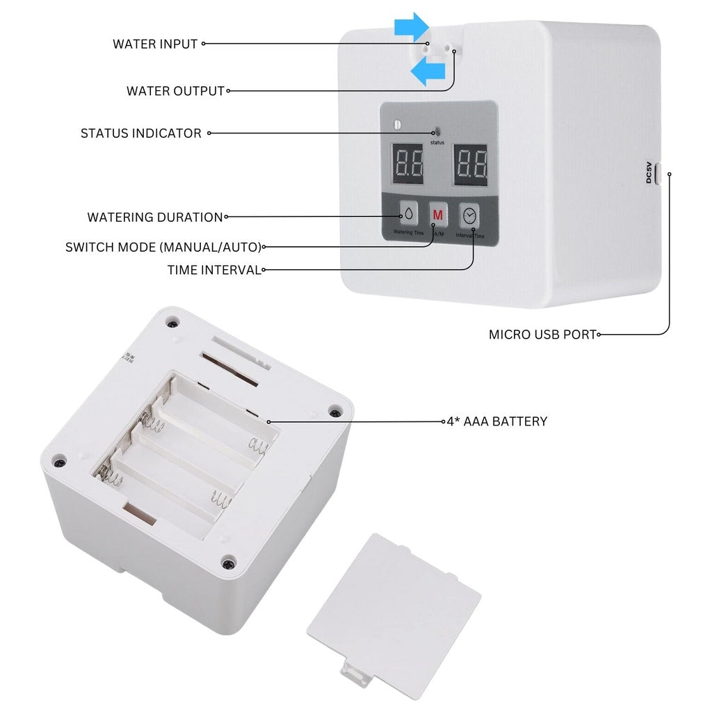 Plant Watering System with DIY 30-Day Programmable (White) NE-PWD-101-JCE