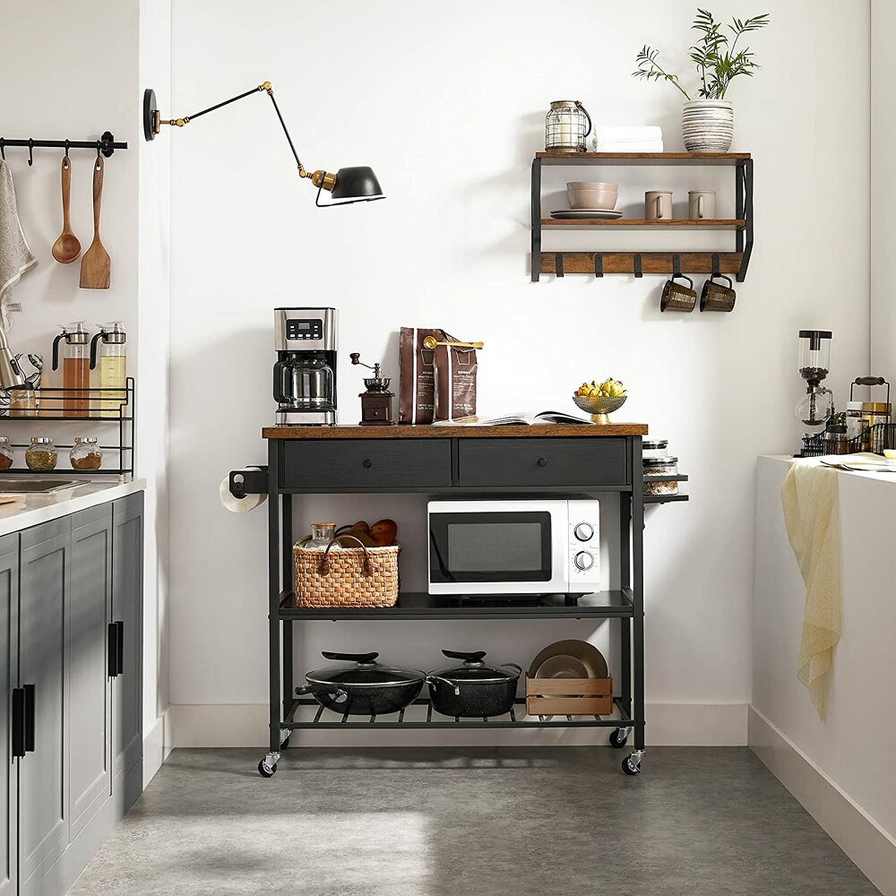 Kitchen Shelf with 3 Shelves and 2 Drawers