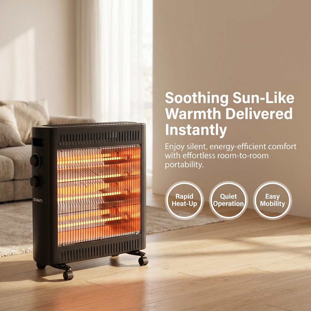 Infrared Quartz Electric Radiant Heater – 2200W Portable Freestanding Panel
