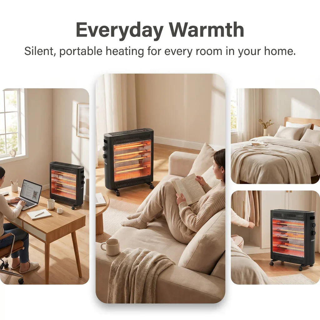 Infrared Quartz Electric Radiant Heater – 2200W Portable Freestanding Panel