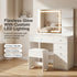 LED Dressing Table – Hollywood Makeup Mirror, Glass Top, 5 Drawers, Charging Station
