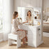 LED Dressing Table – Hollywood Makeup Mirror, Glass Top, 5 Drawers, Charging Station