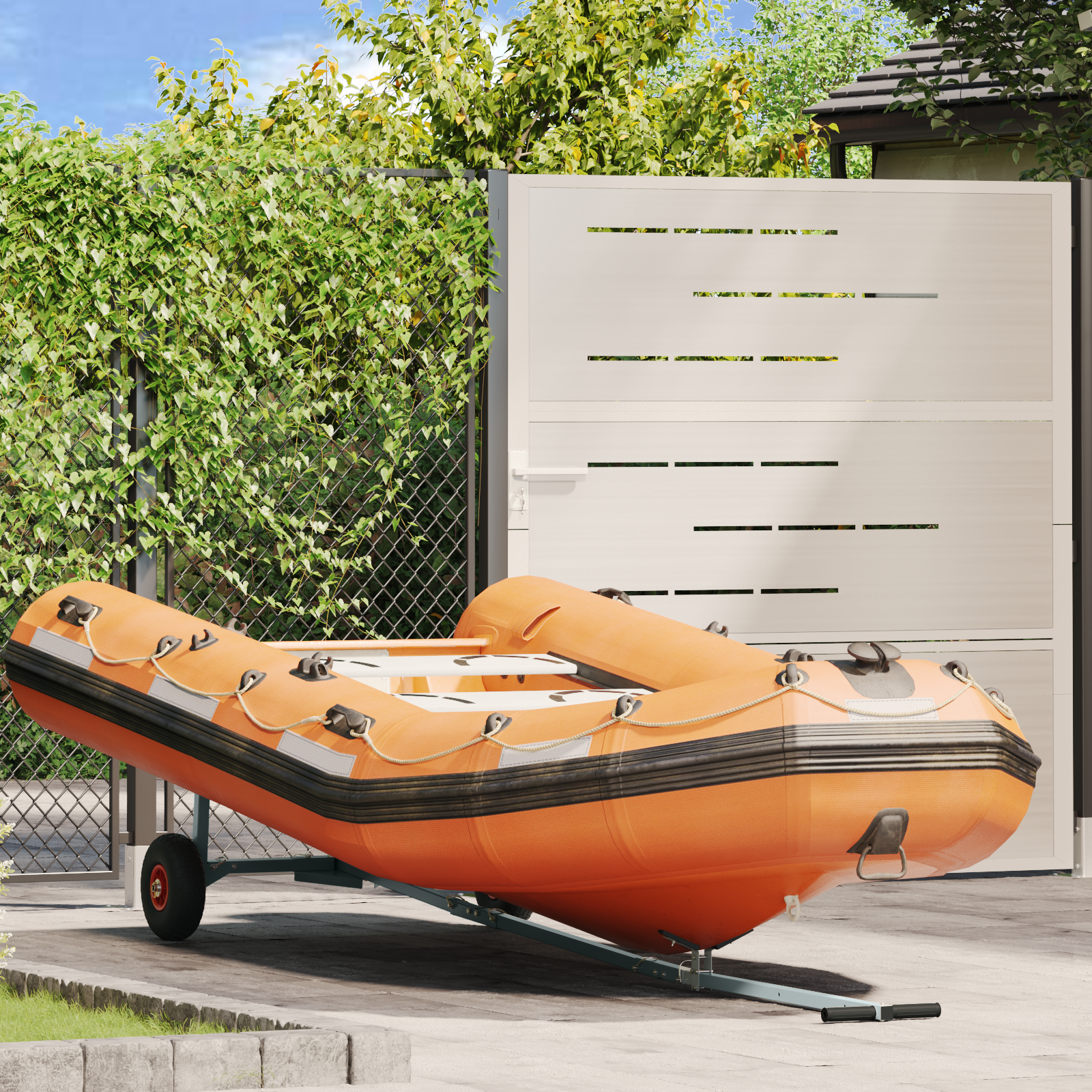 Boat Trailer with 2 Wheels, Foldable and Adjustable, 160 kg Steel