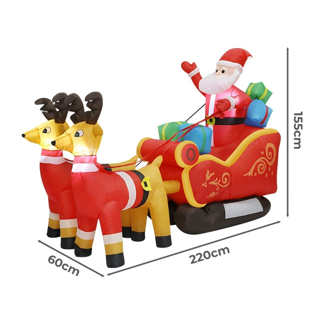 Santaco LED Inflatable Santa Sleigh Reindeer 2.2M-1950769999815774210