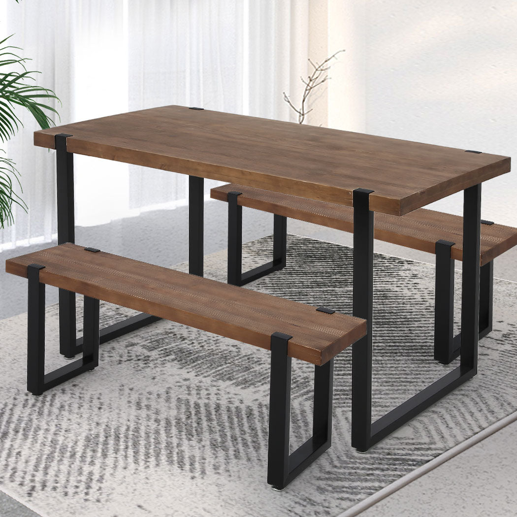 Levede Wooden Dining Sets 1XTable+2X-1886651050845409287