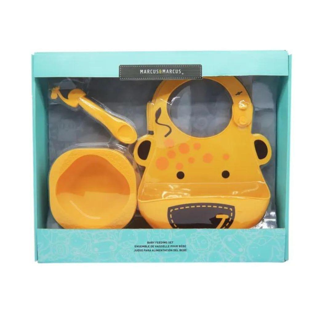 Marcus & Marcus-Baby Silicone Feeding Gift Set Lucas the Hippo- Blue