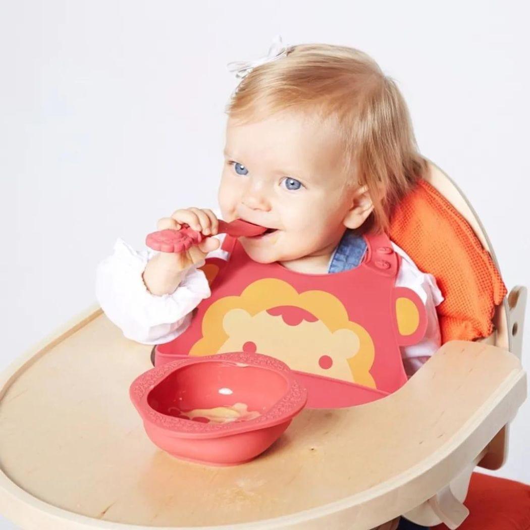 Marcus & Marcus-Baby Silicone Feeding Gift Set Marcus theLion- Red