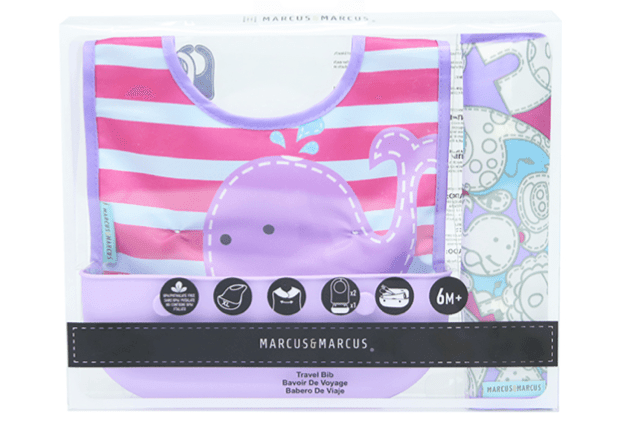 Marcus & Marcus - travel bib Willo the Whale-Purple