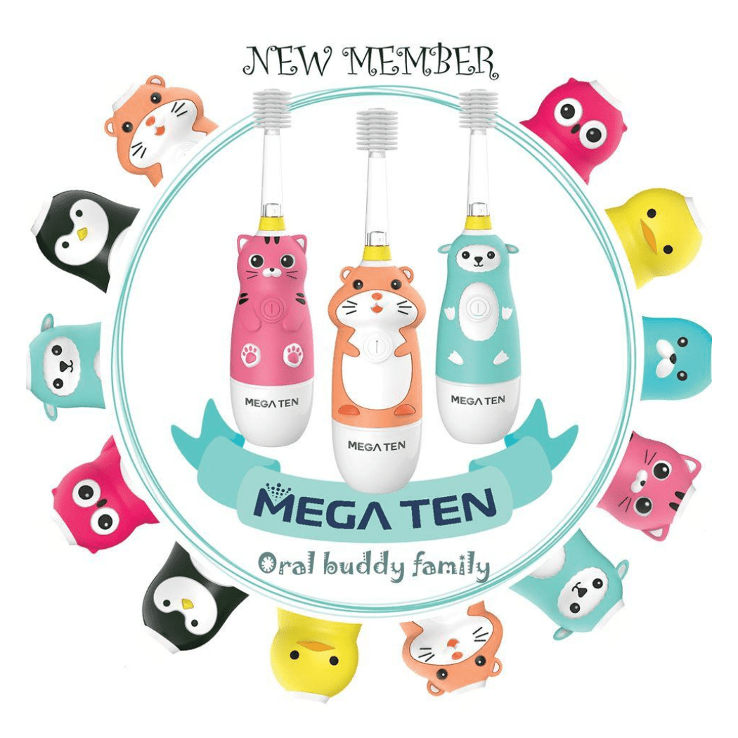 MEGA TEN 360-Degree Kids Electric Toothbrush with LED Light 1-4 Yrs Monkey