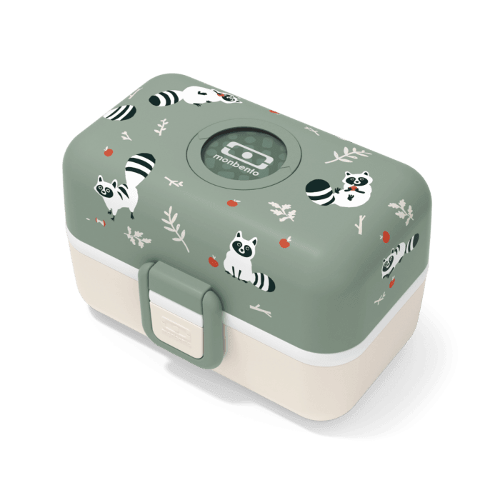 Monbento Tresor Graphic Kids's Bento Box- Green Raccoon Green Raccoon