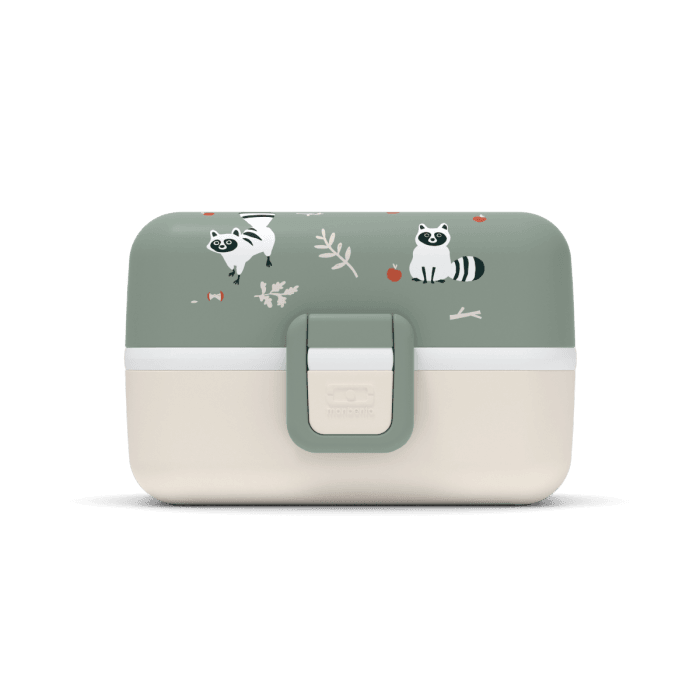 Monbento Tresor Graphic Kids's Bento Box- Green Raccoon Green Raccoon