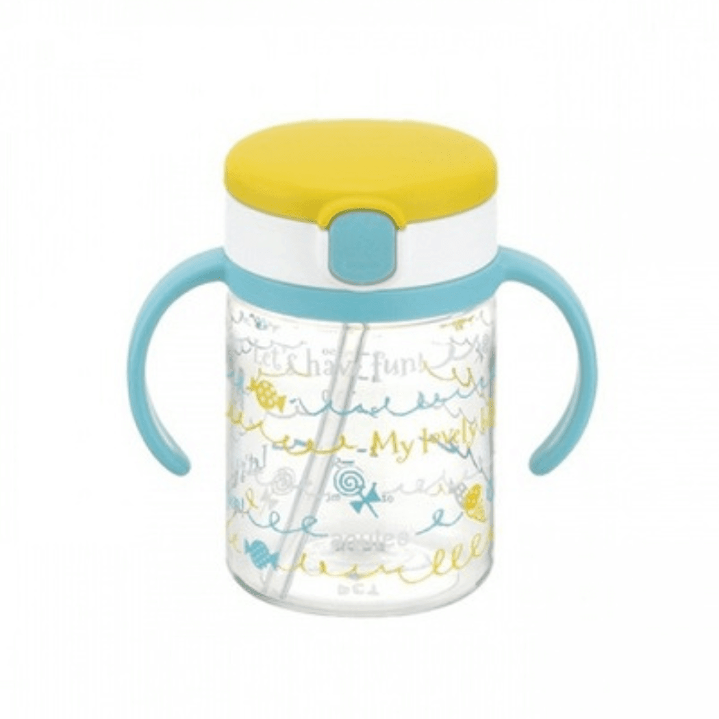 Richell - Aqulea Clear Straw Bottle Mug 200ml Yellow Candy