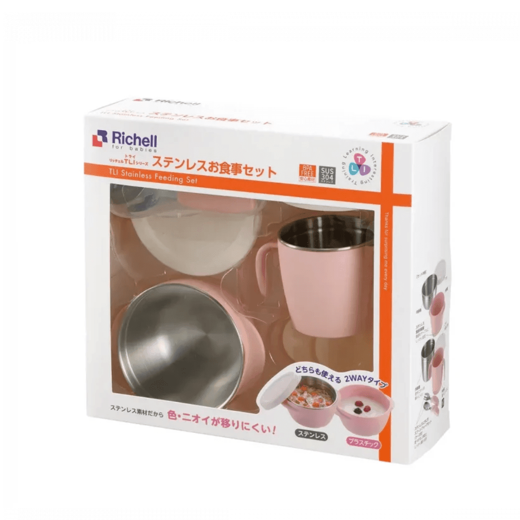 RICHELL TLI Stainless steel Feeding Set Pink