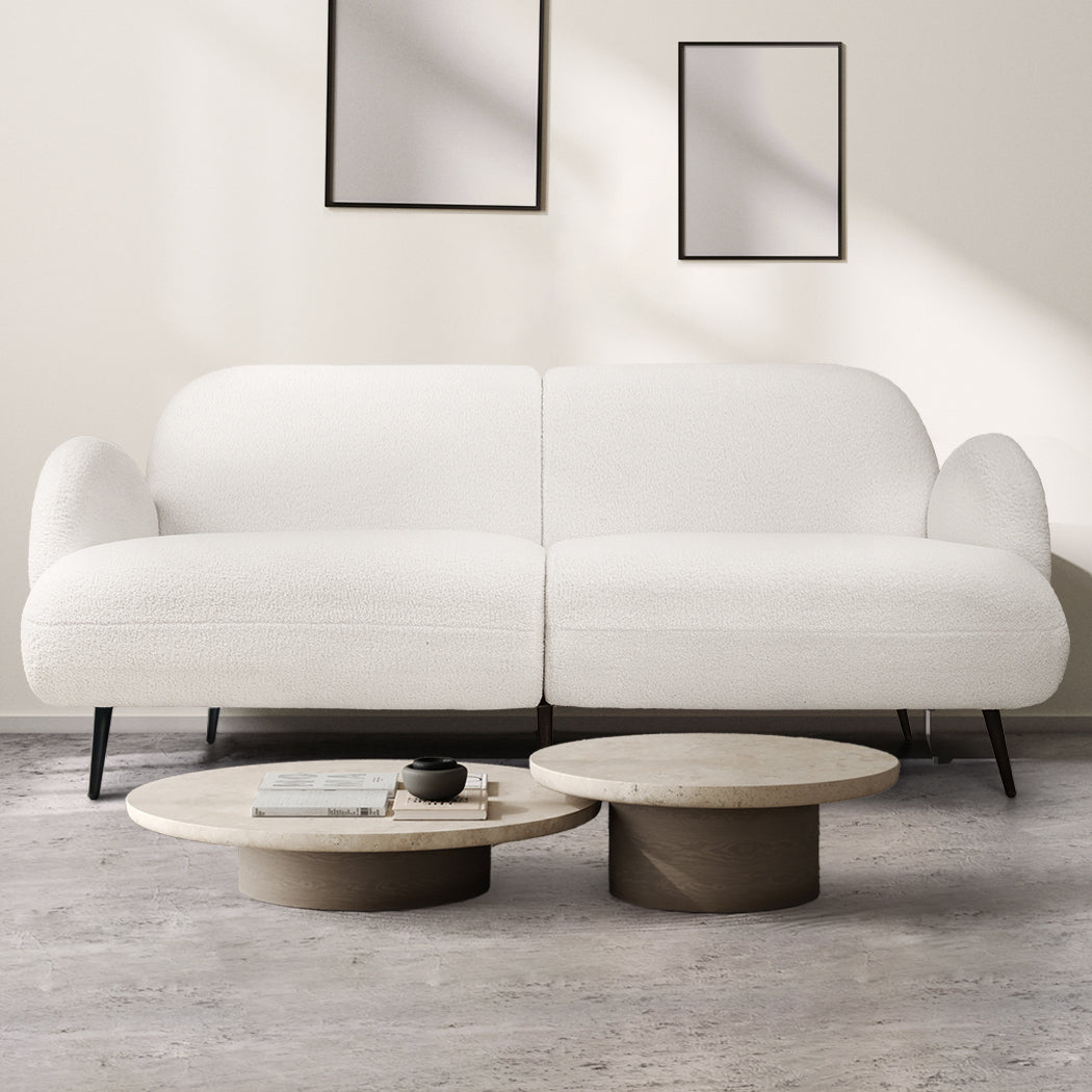 Levede Cloud Sofa 3 Seater Sherpa Fleece White