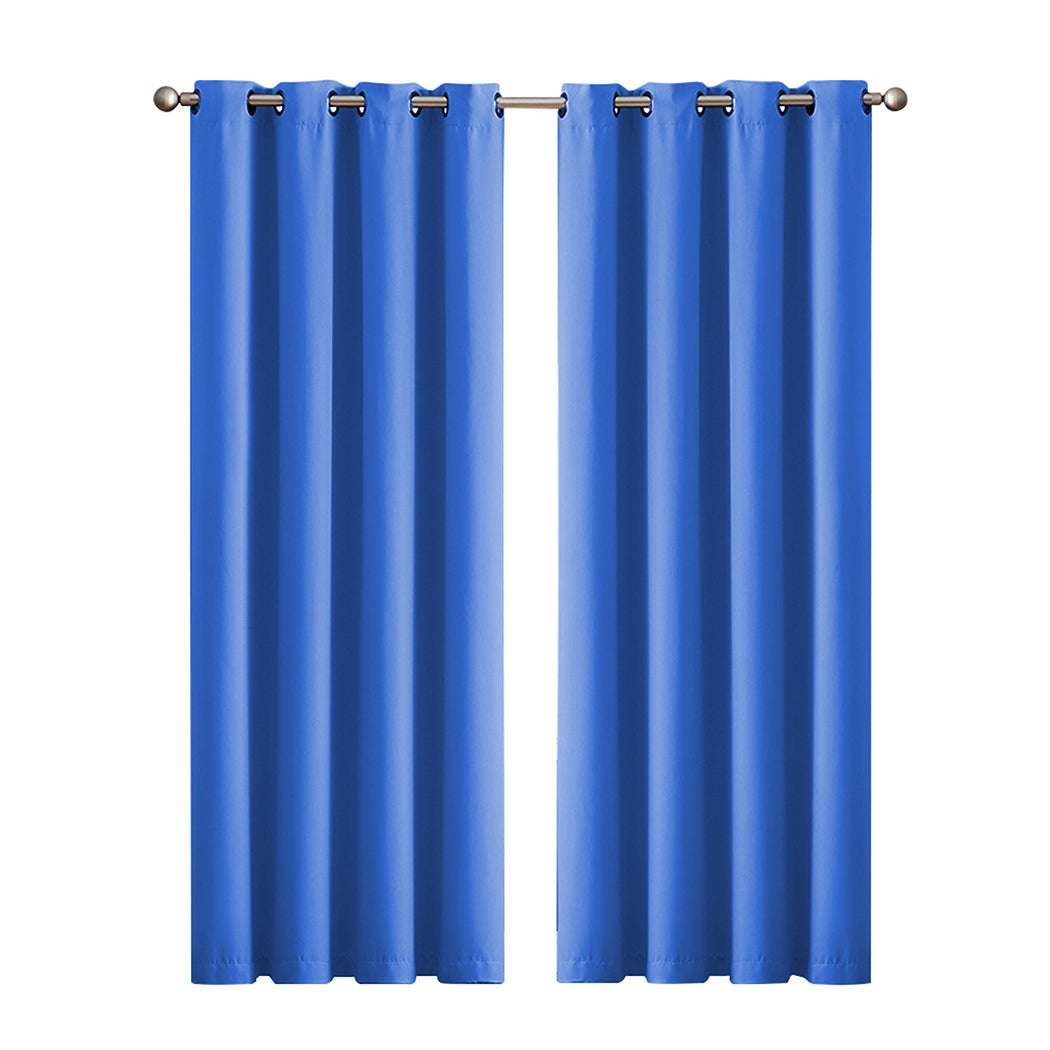 2x Blockout Curtains Panels 3 Layers Blue 140 x 160 cm