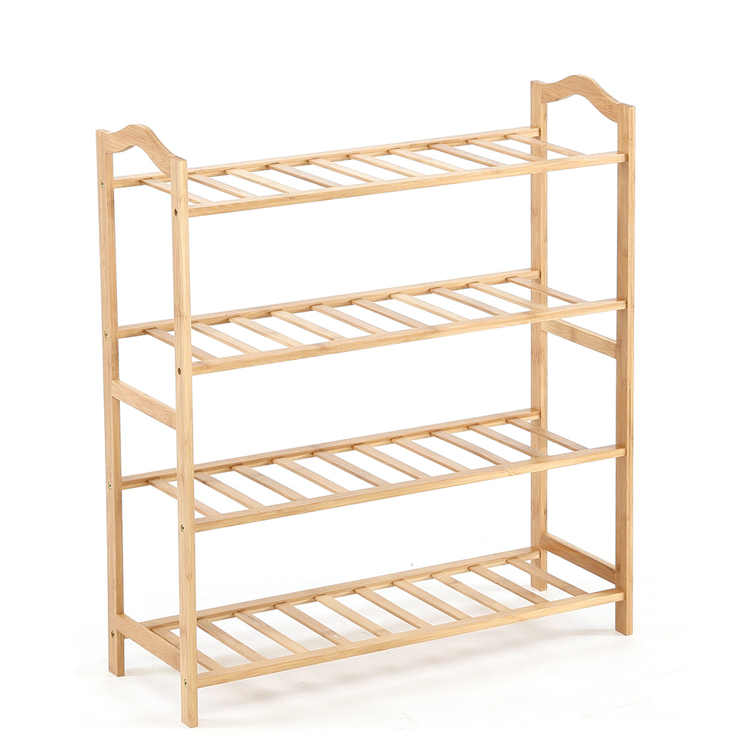 Bamboo Shoe Rack Storage Wooden Organizer Shelf Stand 4 Tiers Layers 70cm