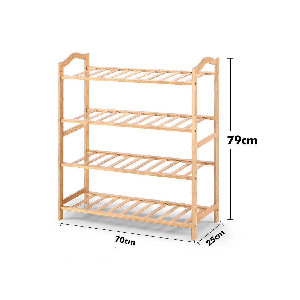 Bamboo Shoe Rack Storage Wooden Organizer Shelf Stand 4 Tiers Layers 70cm