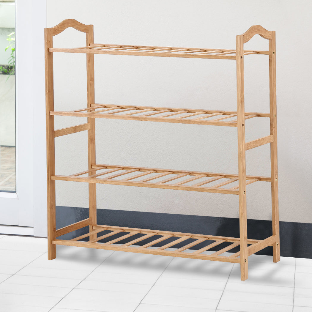 Bamboo Shoe Rack Storage Wooden Organizer Shelf Stand 4 Tiers Layers 70cm