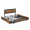 Metal Bed Frame Double Mattress Base Platform Wooden 4 Drawers Rustic