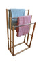 Freestanding 3 Tier Bamboo Towel Rack Metal Bathroom Drying Stand