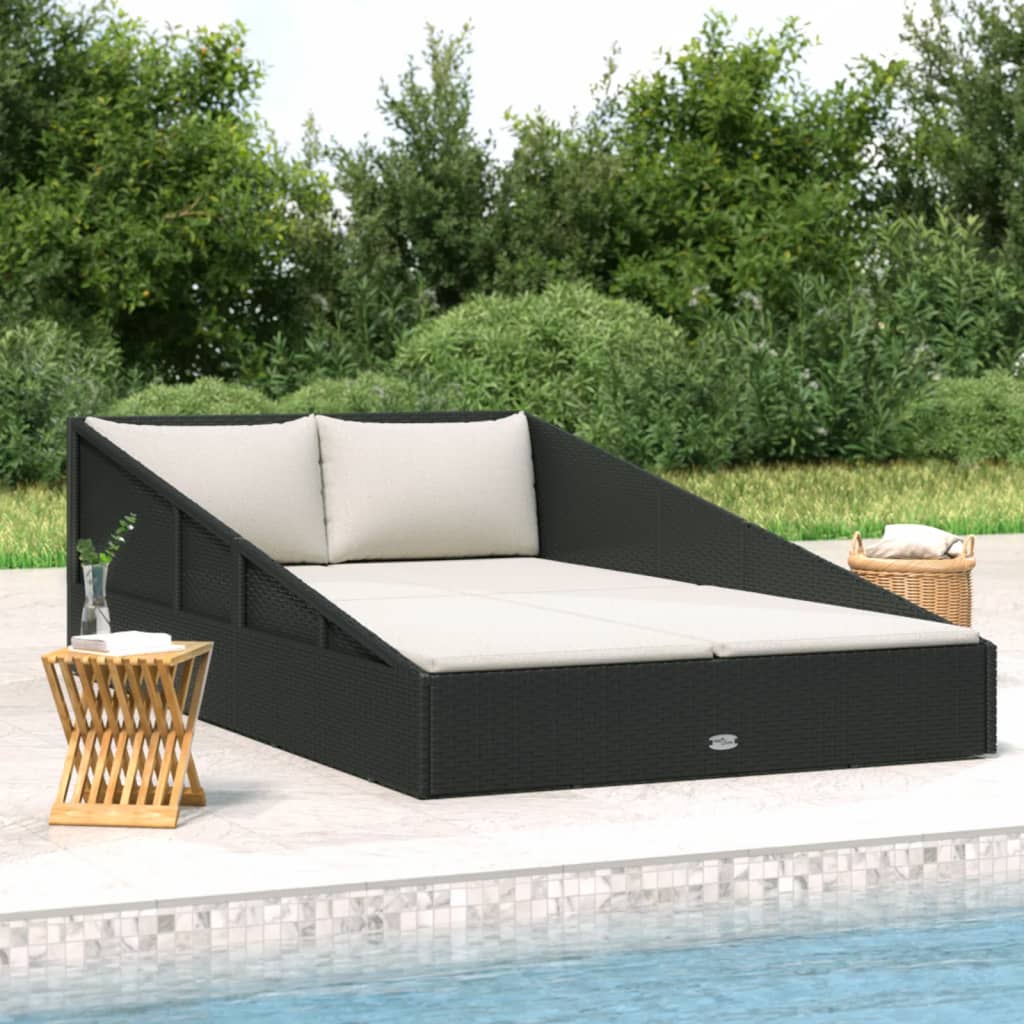 Garden Bed Black 110x200 cm Poly Rattan