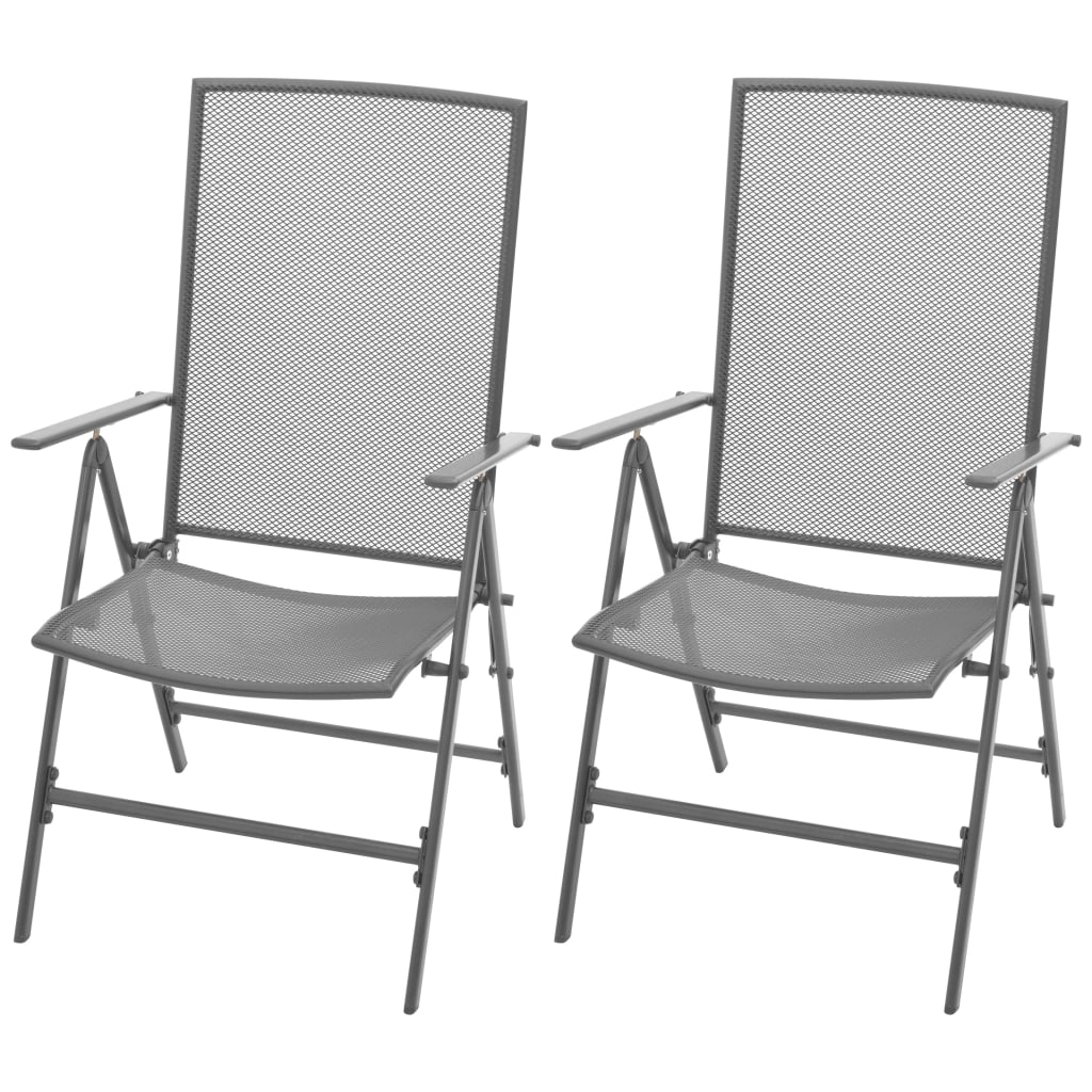 Stackable Garden Chairs 2 pcs Steel Grey