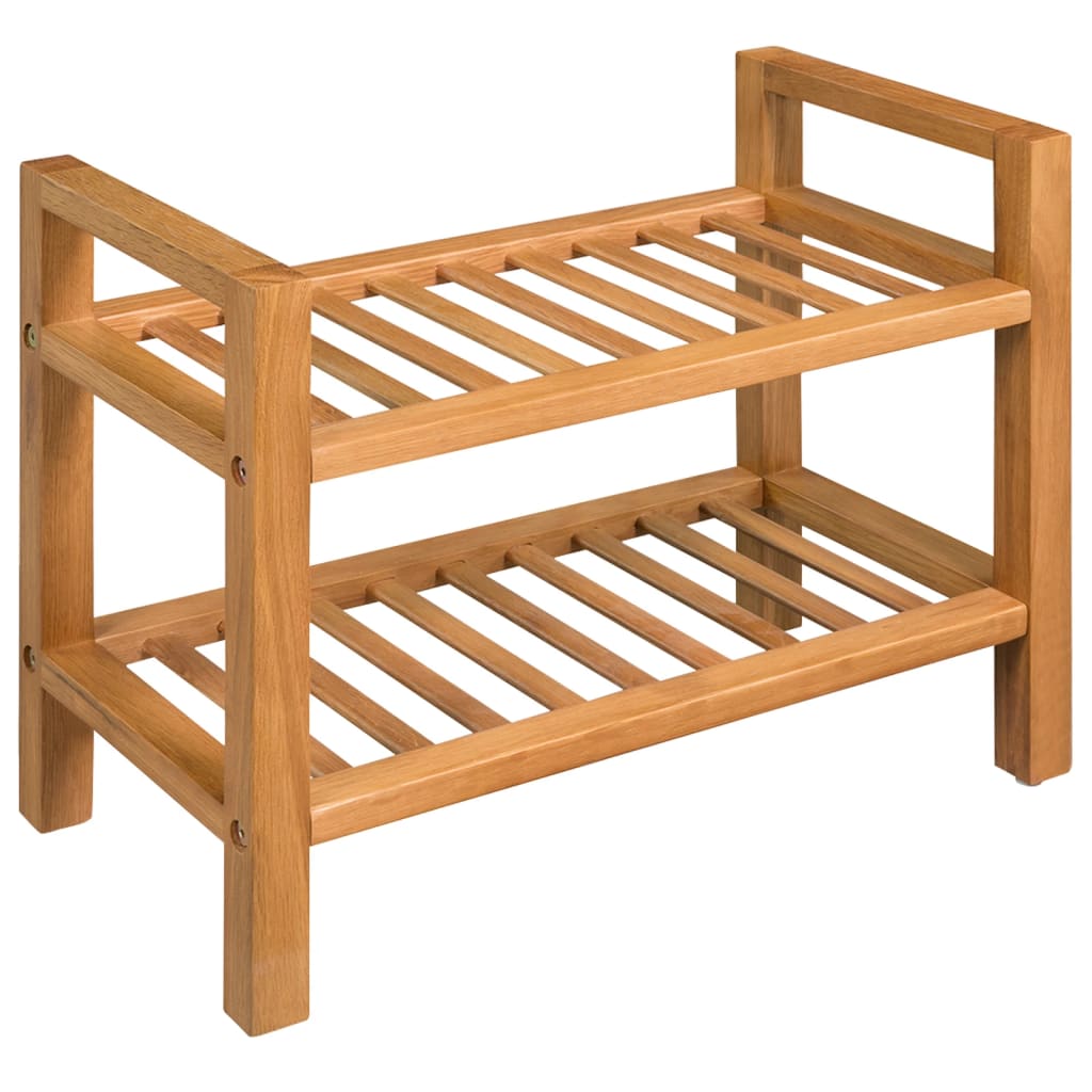 Shoe Rack with 2 Shelves 50x27x40 cm Solid Oak Wood