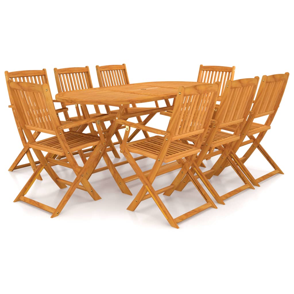 9 Piece Folding Outdoor Dining Set Solid Acacia Wood