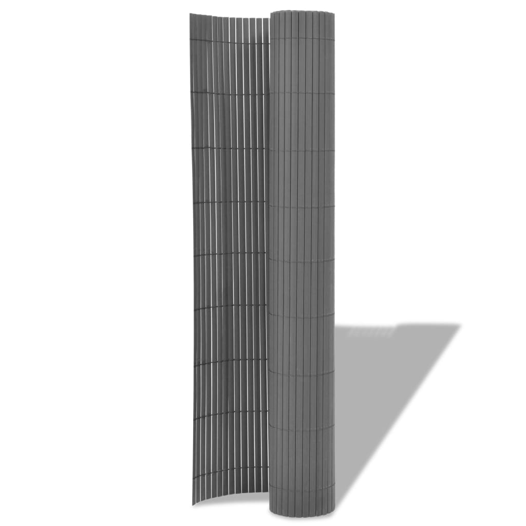 Double-Sided Garden Fence PVC 90x500 cm Grey