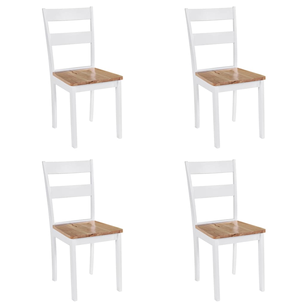 Dining Chairs 4 pcs White Solid Rubber Wood