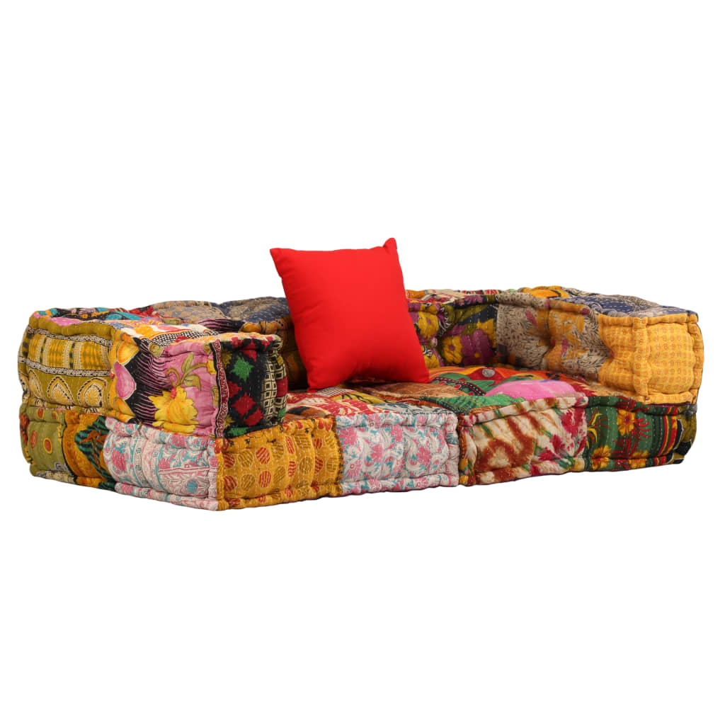 2-Seater Modular Pouffe Patchwork Fabric