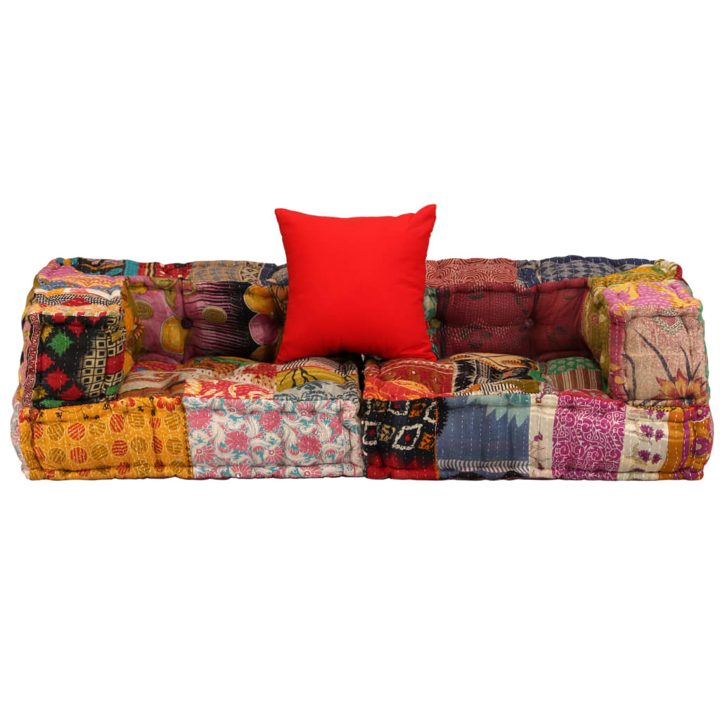 2-Seater Modular Pouffe Patchwork Fabric