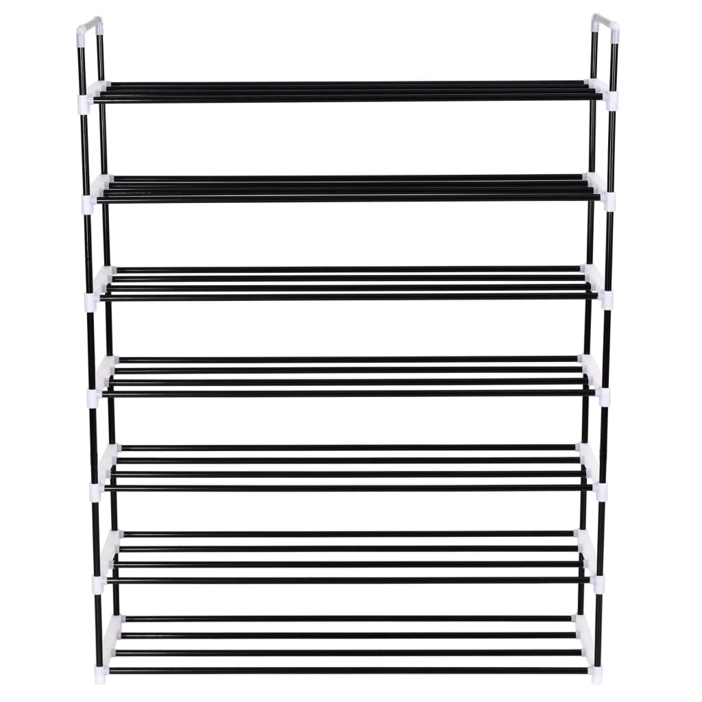 Shoe Rack with 7 Shelves Metal and Plastic Black