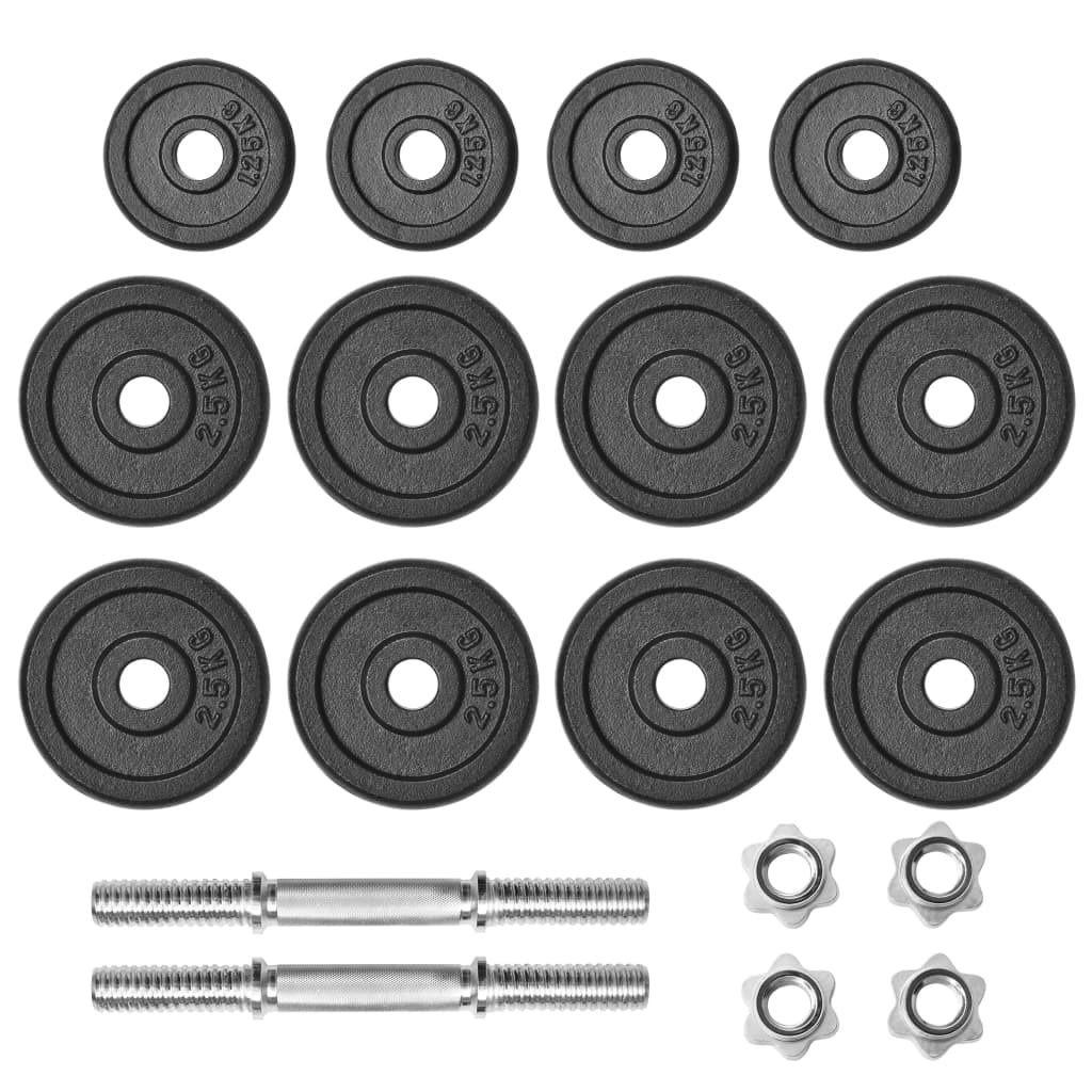 18 Piece Dumbbell Set 30 kg Cast Iron