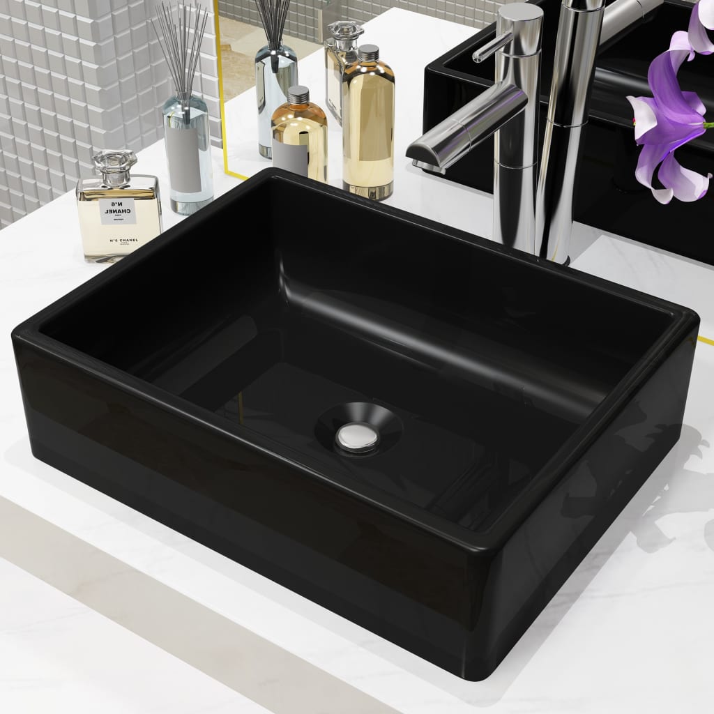 Basin Ceramic Rectangular Black 41x30x12 cm