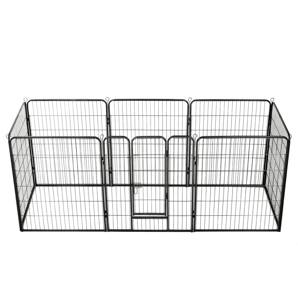 Dog Playpen 8 Panels Steel 80x100 cm Black