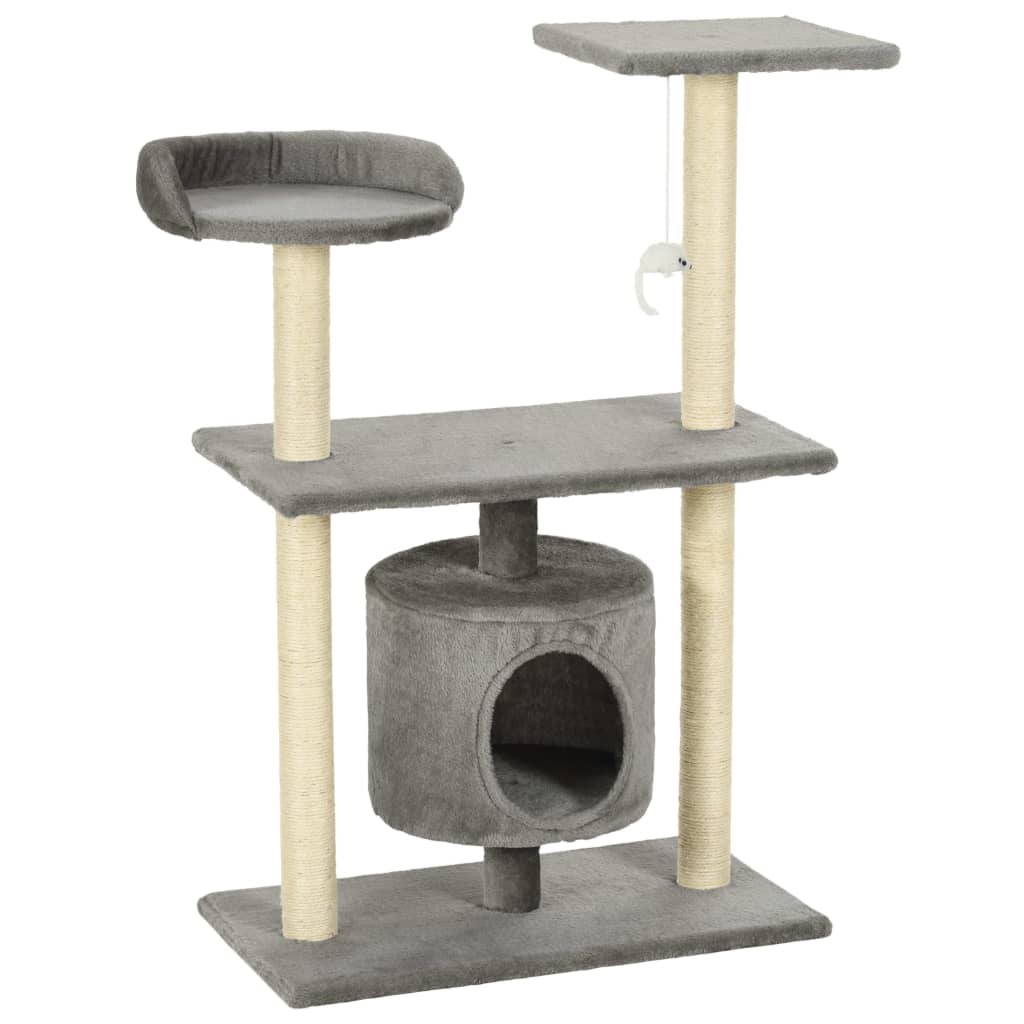 Cat Tree with Sisal Scratching Posts 95 cm Grey