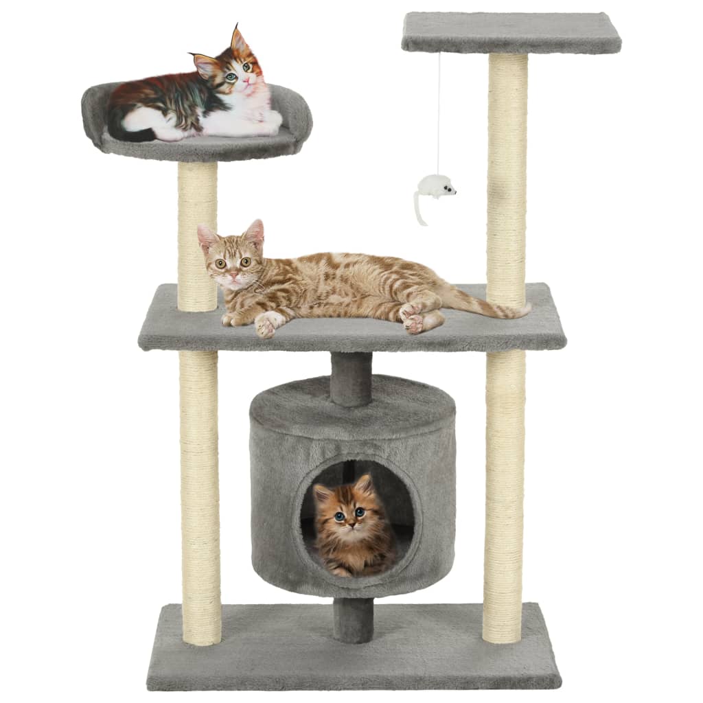 Cat Tree with Sisal Scratching Posts 95 cm Grey