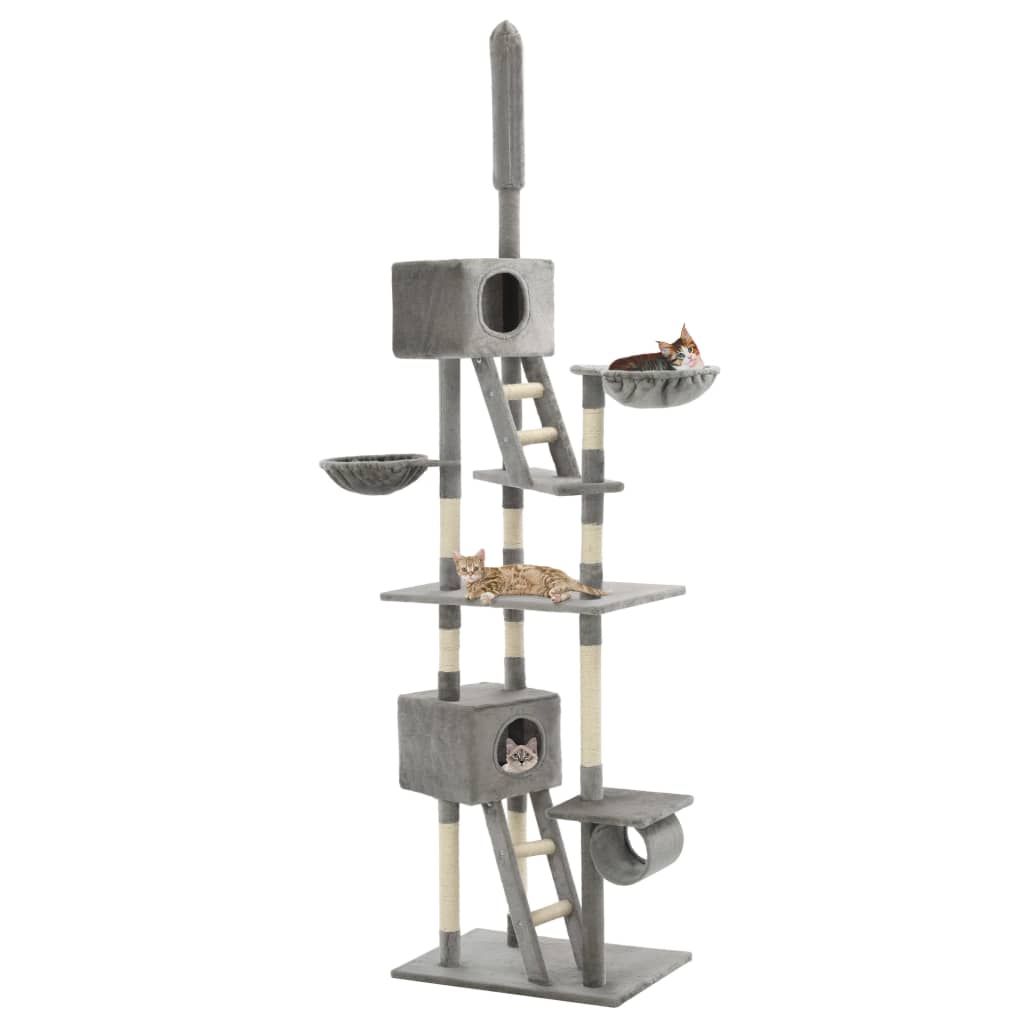 Cat Tree with Sisal Scratching Posts 230-260 cm Grey