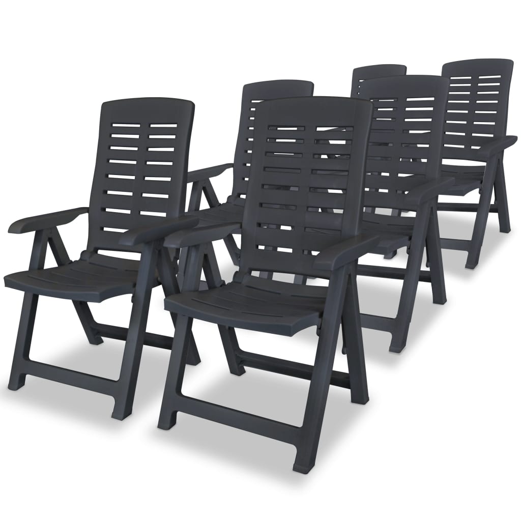 Reclining Garden Chairs 6 pcs Plastic Anthracite